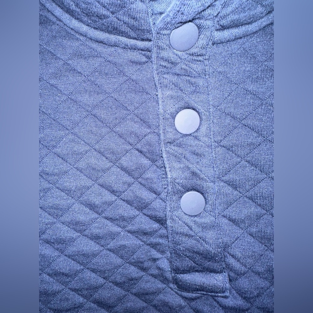 L.L. Bean Quilted Snap Pullover Sweatshirt Navy Blue Size Large - Picture 3 of 10